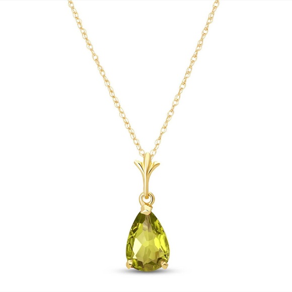 14K. SOLID GOLD NECKLACE WITH NATURAL PERIDOT (Yellow Gold) - Picture 2 of 10